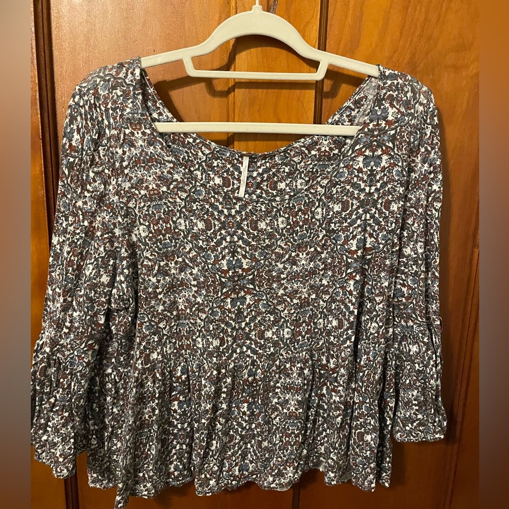 Free People Bell Sleeve Paisley Top